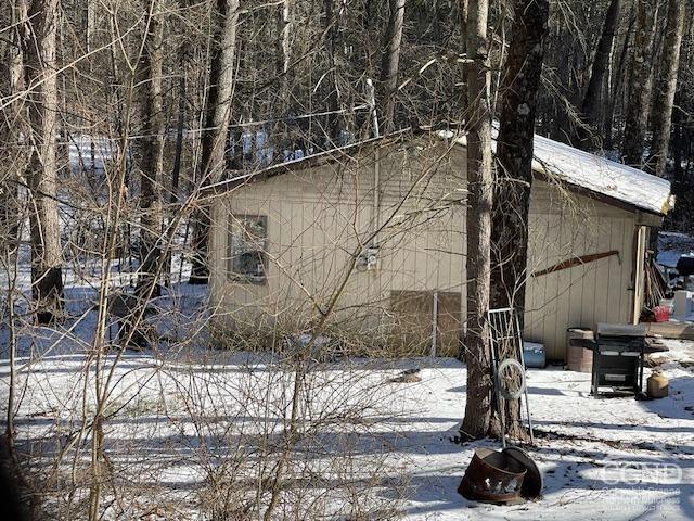 view of snow covered exterior