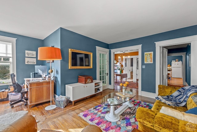 living room featuring light wood-type flooring