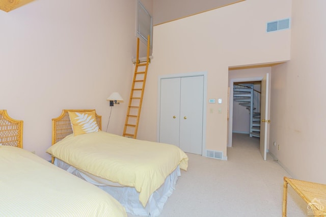 carpeted bedroom featuring a closet