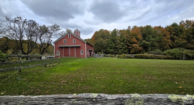 view of yard with a garage