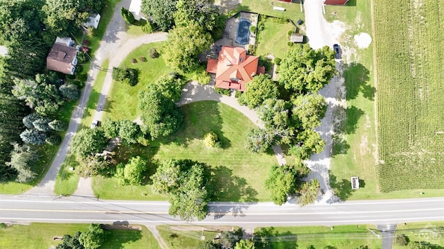 drone / aerial view with a rural view