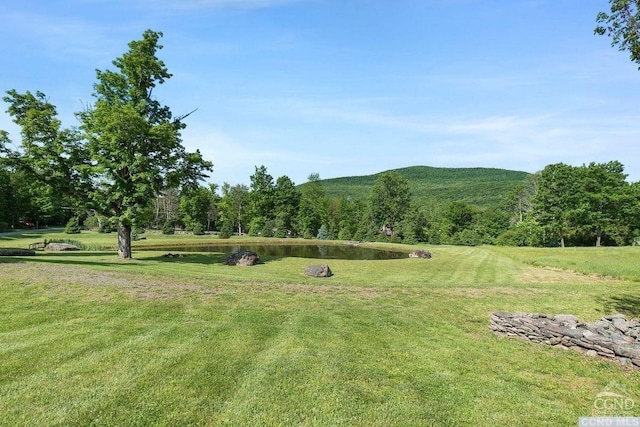 exterior space featuring a yard and a water view