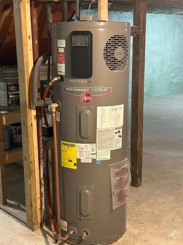 utility room with hybrid water heater