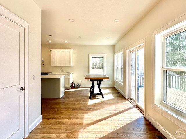 dining room with light wood-type flooring