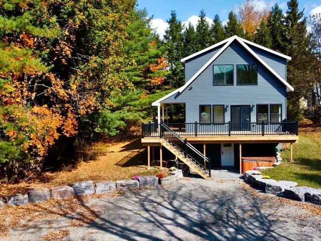 view of front facade with a deck