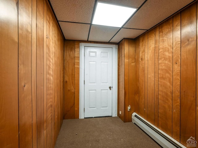 interior space with a baseboard radiator