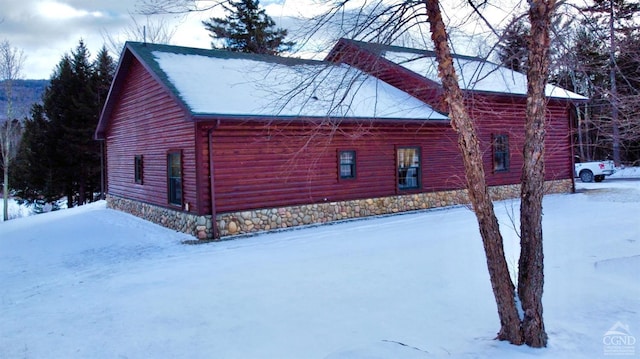 view of snow covered exterior