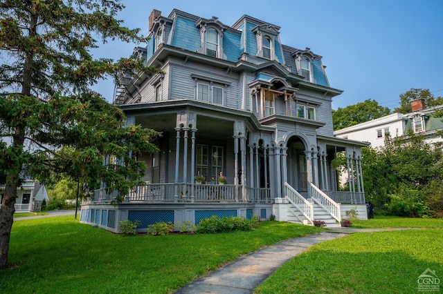 view of front of home featuring a front yard