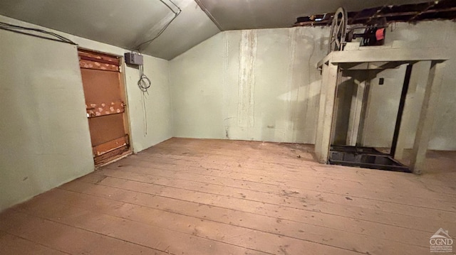 basement featuring light hardwood / wood-style floors