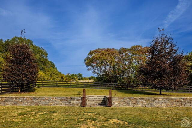 view of yard featuring a rural view