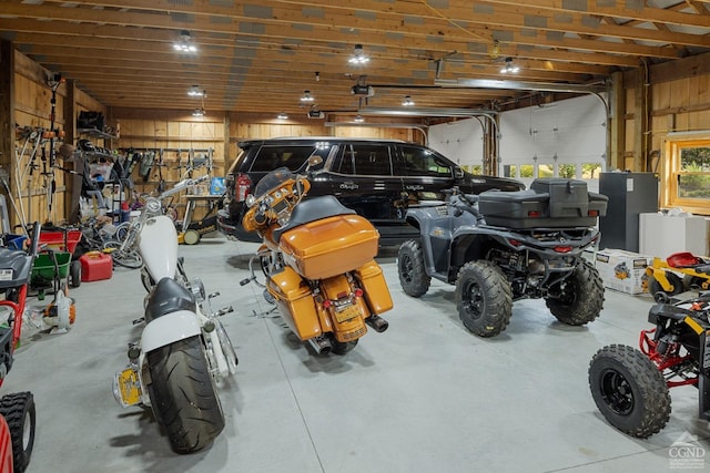 garage with a garage door opener