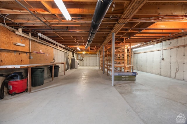 view of unfinished basement