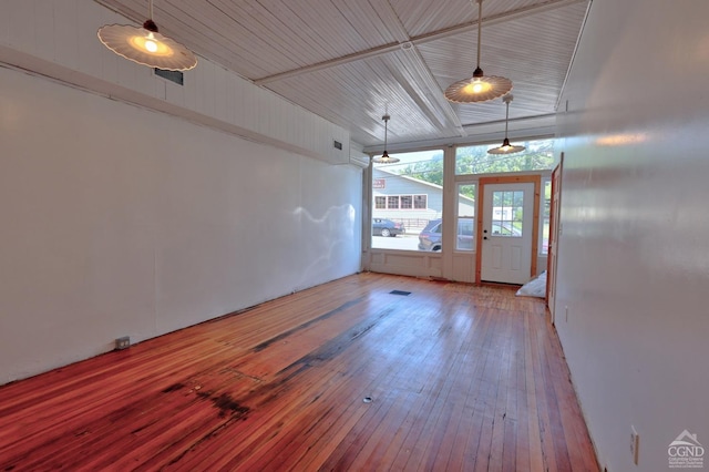 interior space with hardwood / wood-style floors and ceiling fan