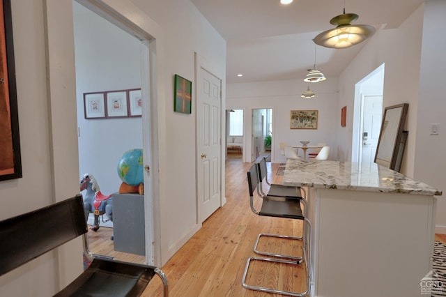 interior space with light hardwood / wood-style floors