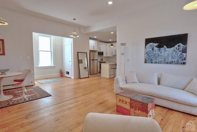 living room with light wood-type flooring