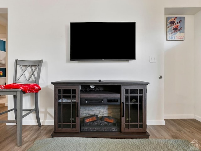 details with wood-type flooring