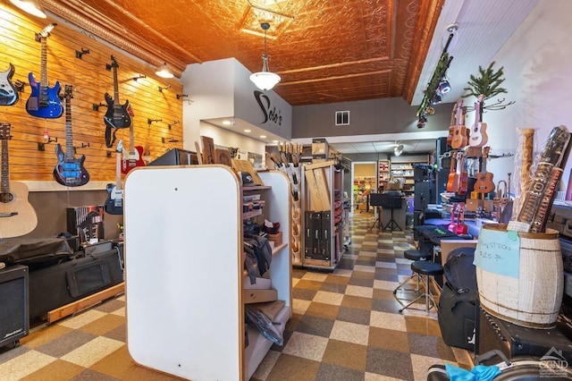 interior space with wood walls