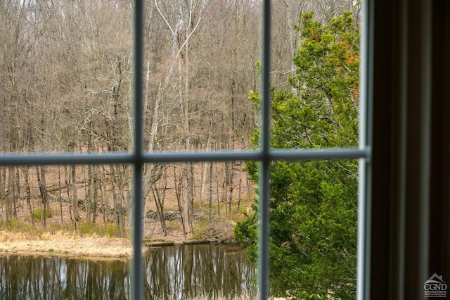 exterior details featuring a water view
