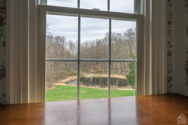 doorway to outside featuring plenty of natural light and a water view
