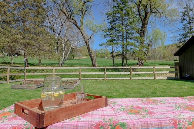 view of yard with fence and a vegetable garden