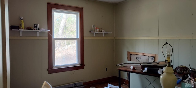 interior space with a decorative wall