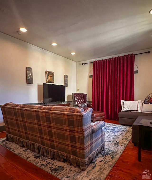 living room with wood-type flooring