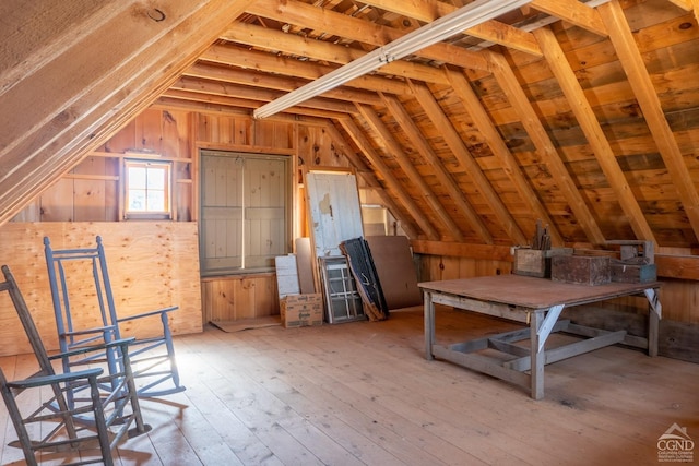 view of unfinished attic