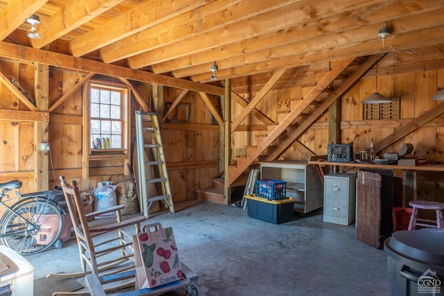 attic with stairs