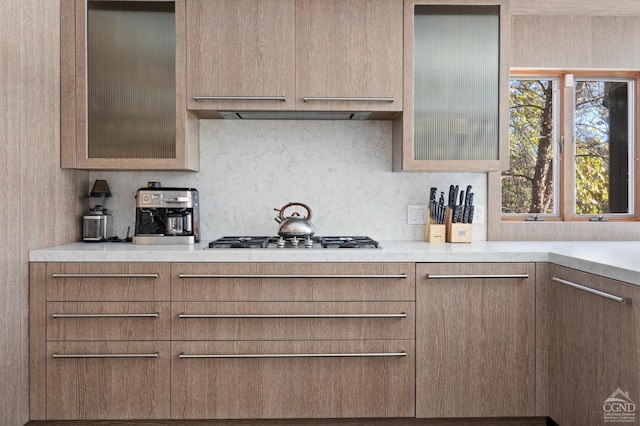 kitchen with stainless steel gas cooktop