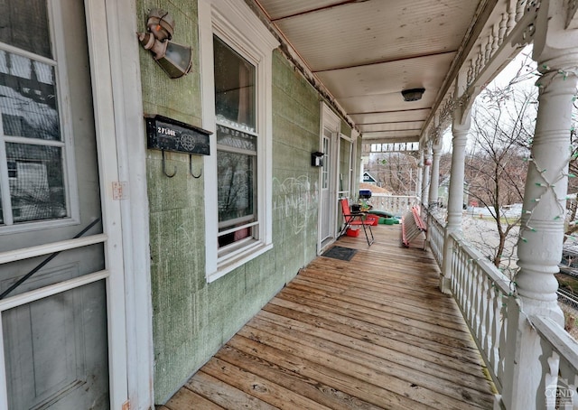 deck featuring a porch