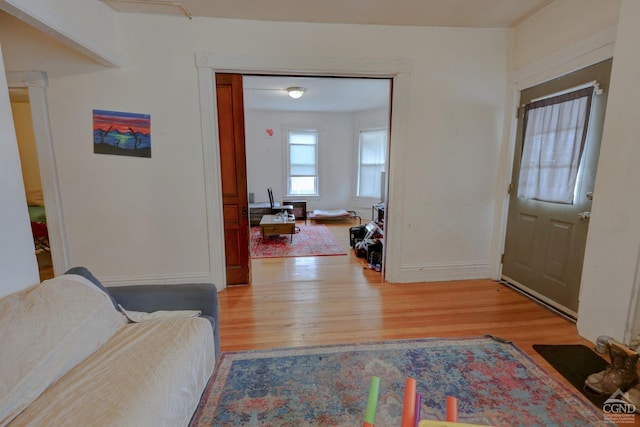 entryway with light wood-type flooring