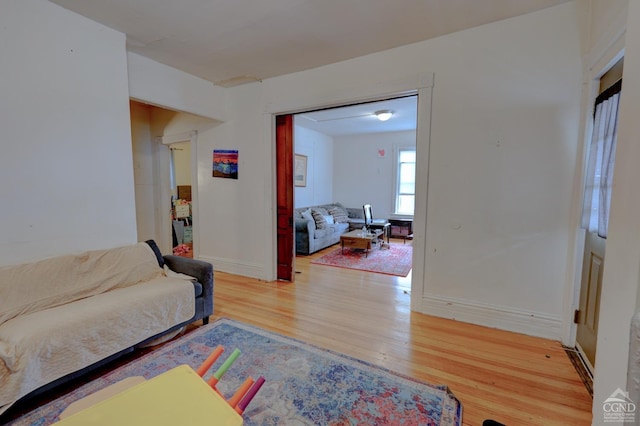 living room with hardwood / wood-style floors