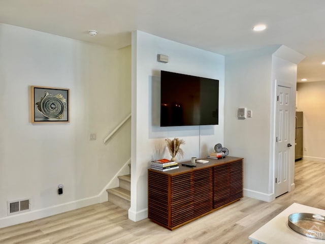 living room featuring light wood-type flooring