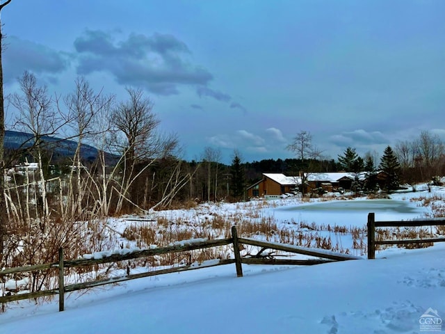 view of yard covered in snow