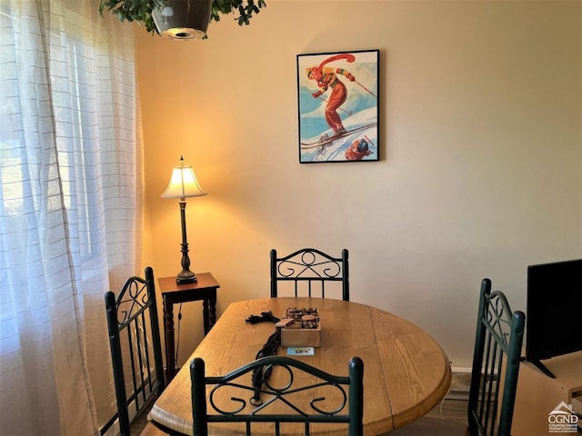 dining area featuring wood-type flooring