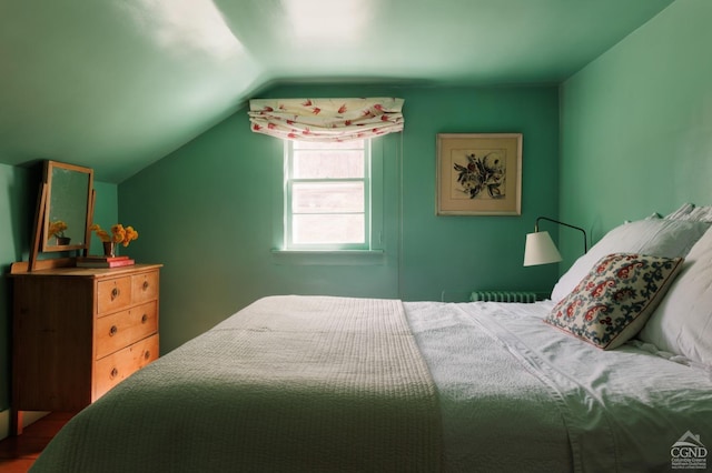 bedroom with vaulted ceiling