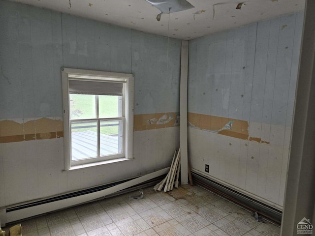 spare room featuring a baseboard radiator