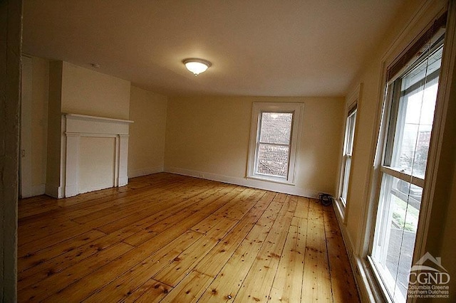 spare room featuring light wood-type flooring