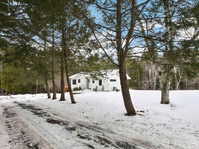 view of yard layered in snow