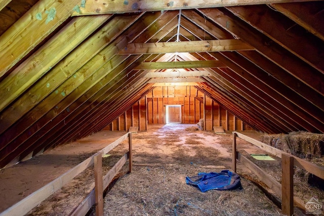 view of unfinished attic