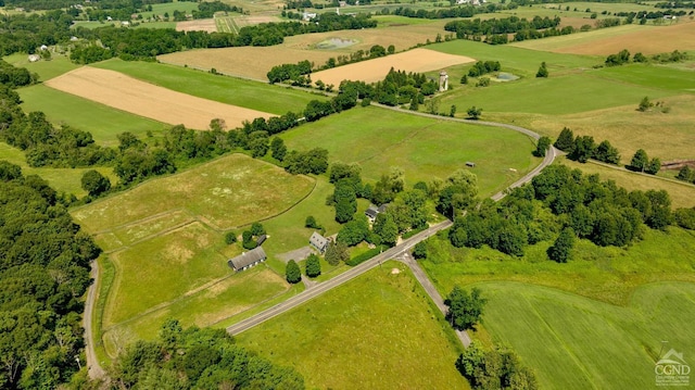 aerial view featuring a rural view