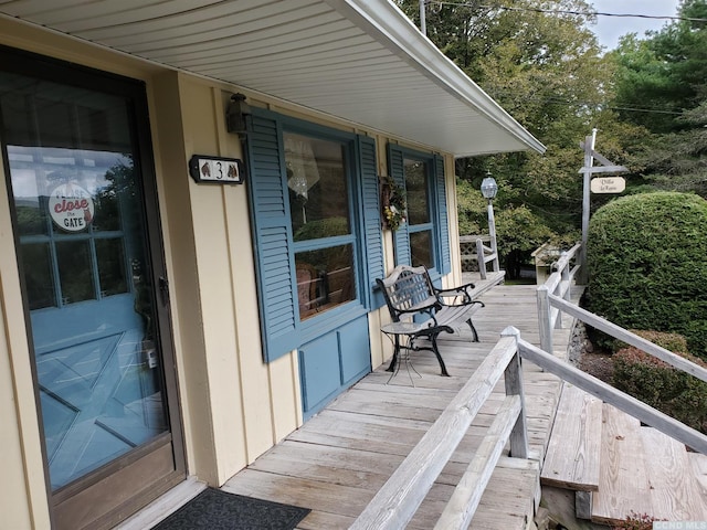 deck featuring a porch