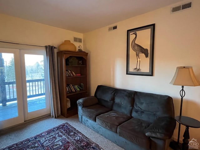 living room with carpet floors