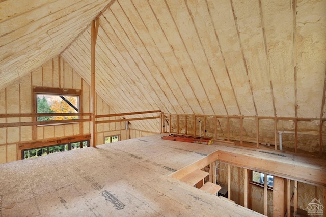 view of unfinished attic