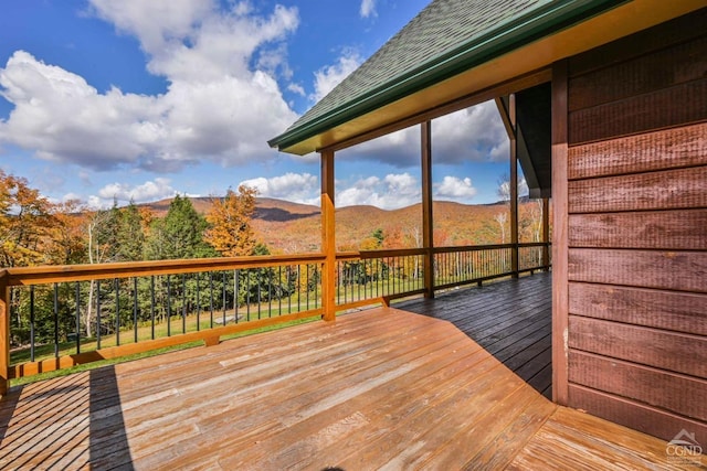 deck featuring a mountain view