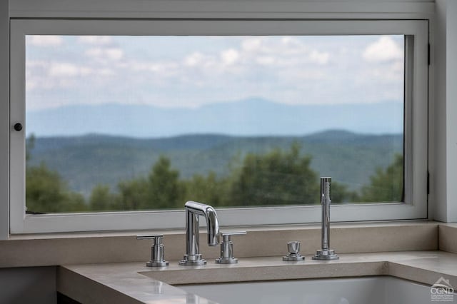 details featuring a mountain view and sink