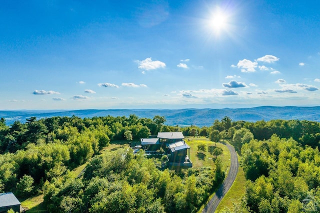 aerial view with a mountain view