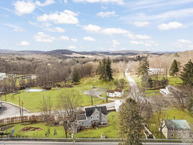 aerial view featuring a mountain view