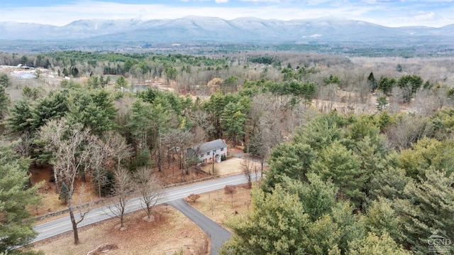 birds eye view of property with a mountain view