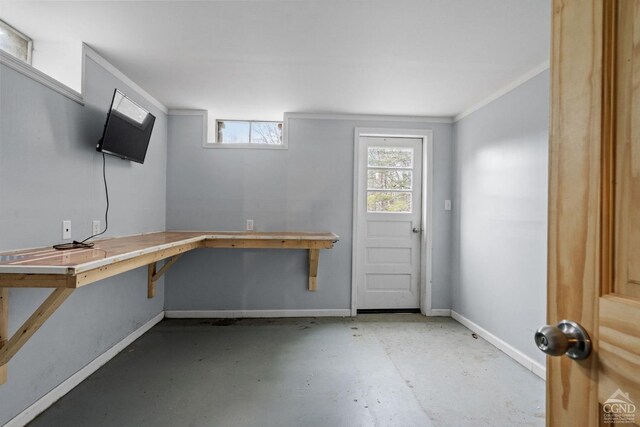 basement featuring ornamental molding